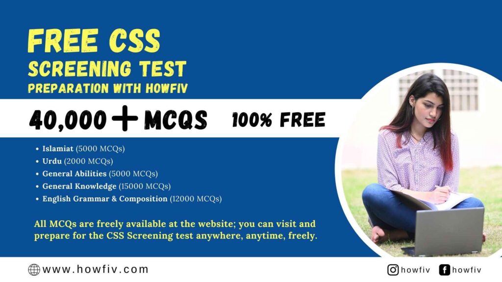 Free CSS Screening Test Prep | Free 40,000 MCQs for CSS Screening Test Prep