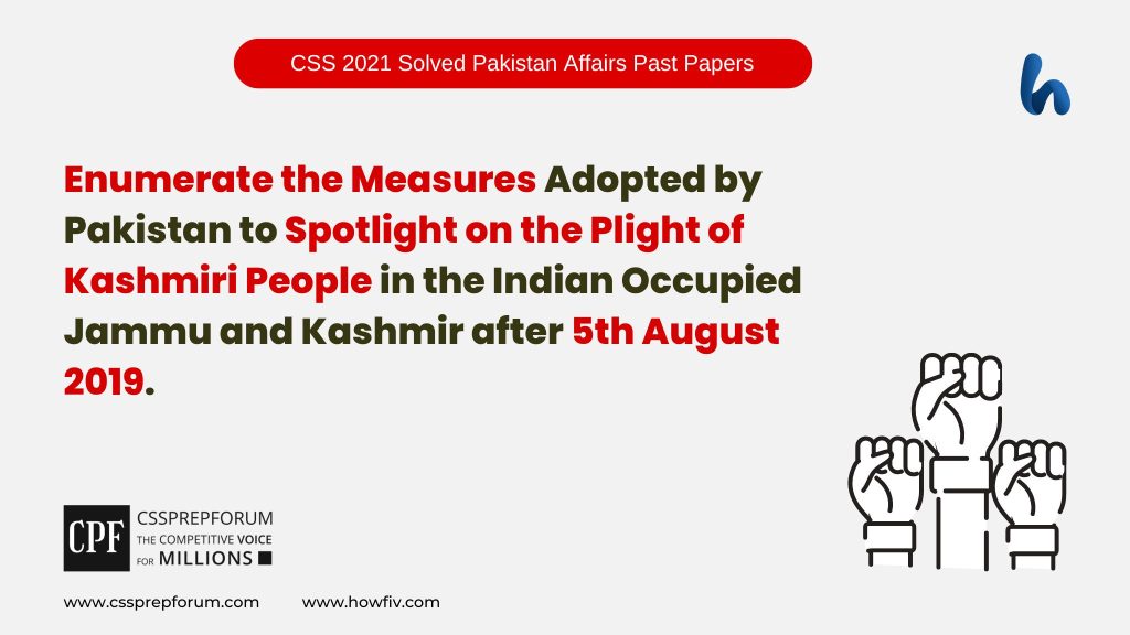 Enumerate the Measures Adopted by Pakistan to Spotlight on the Plight of Kashmiri People in the Indian Occupied Jammu and Kashmir after 5th August 2019