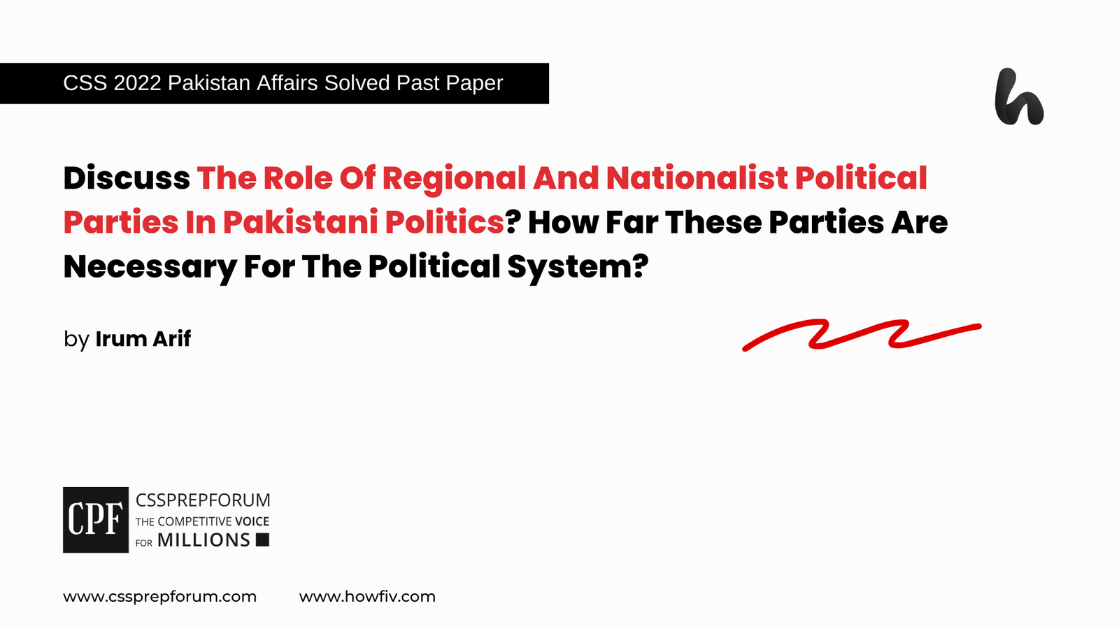 Discuss The Role Of Regional And Nationalist Political Parties In Pakistani Politics How Far These Parties Are Necessary For The Political System