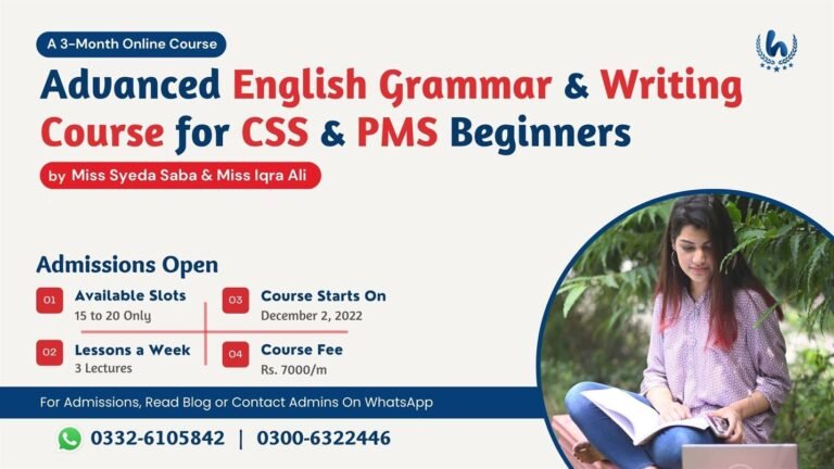 Advanced English Grammar and Writing Course for CSS & PMS