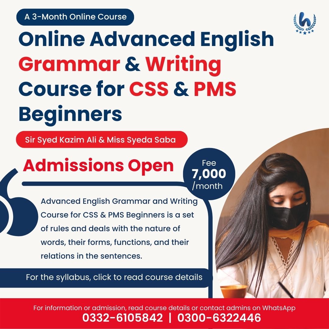 Online Advanced English Grammar & Writing Course for CSS & PMS Beginners