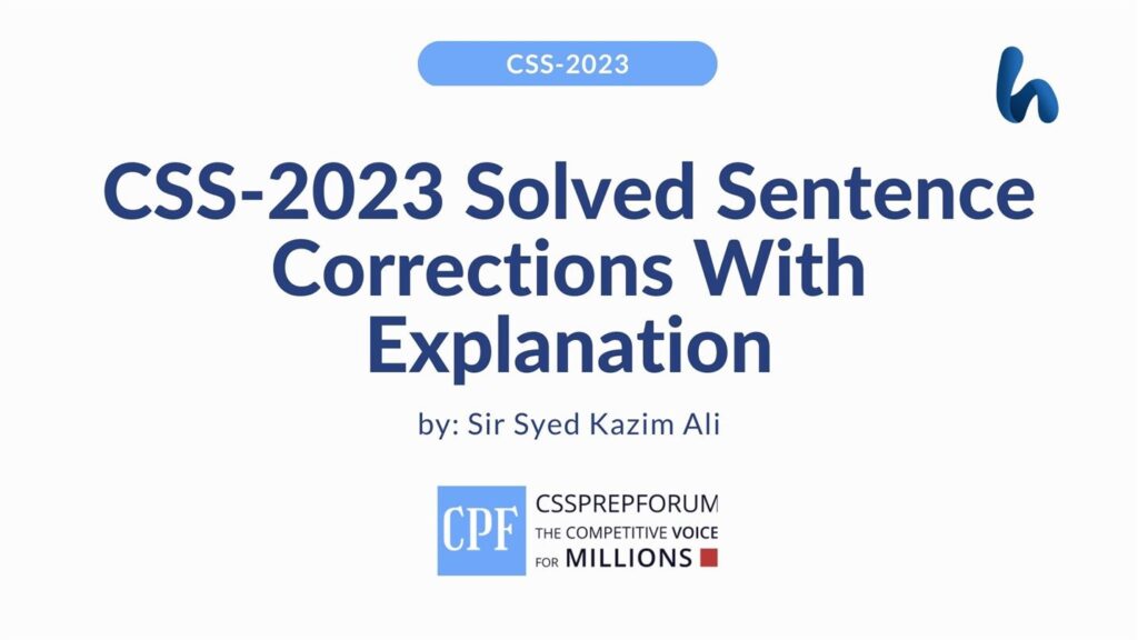 CSS 2023 Solved Sentence Correction With Explanation