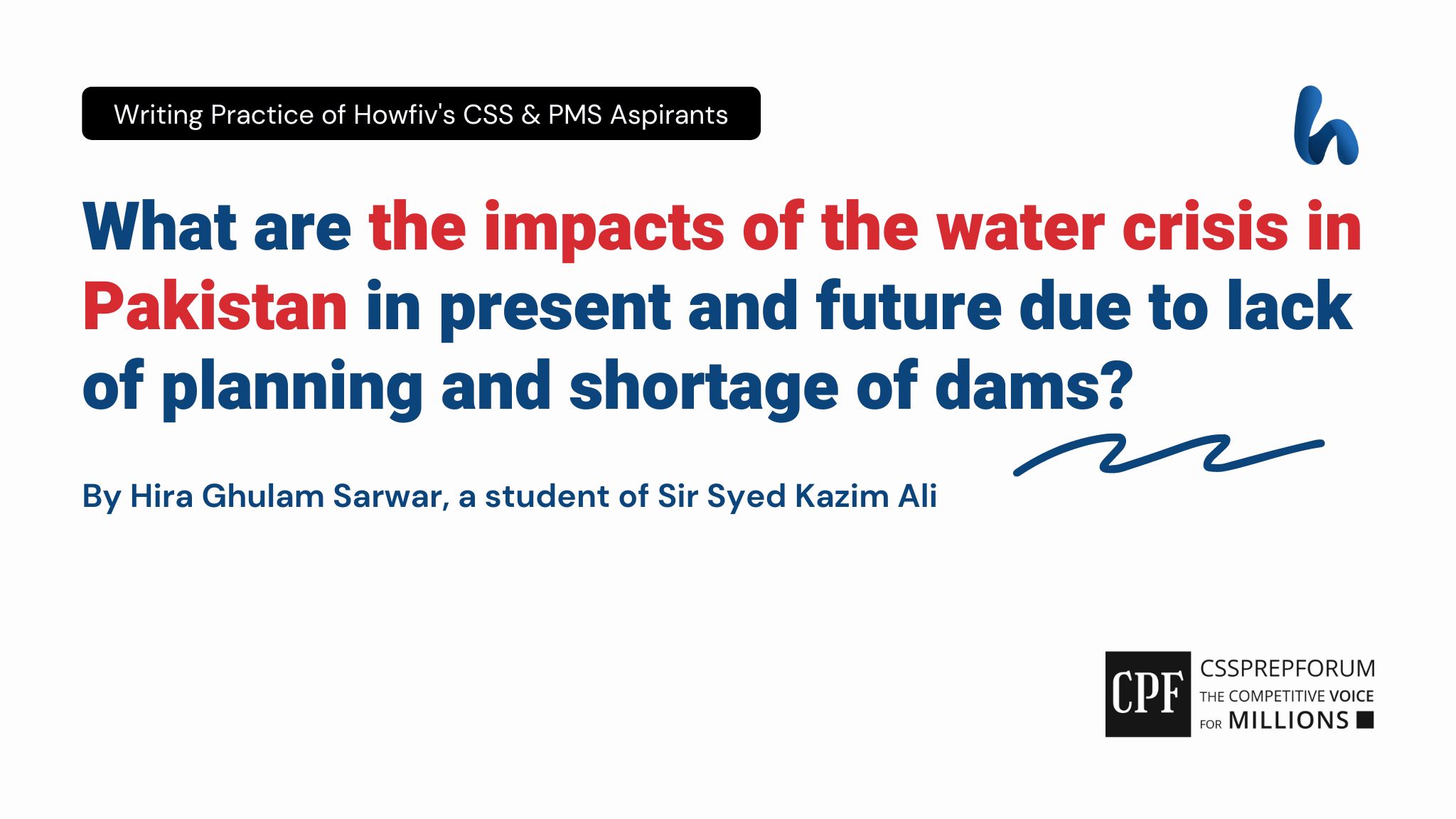 What are the impacts of the water crisis in Pakistan in present and