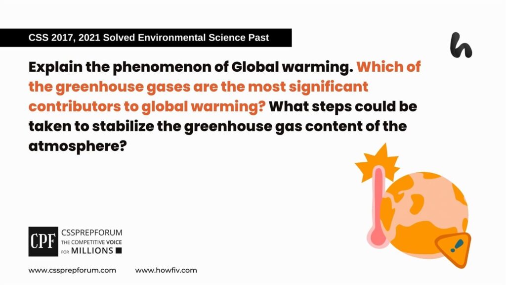 Explain the phenomenon of Global warming. Which of the greenhouse gases are the most significant contributors to global warming? What steps could be taken to stabilize the greenhouse gas content of the atmosphere