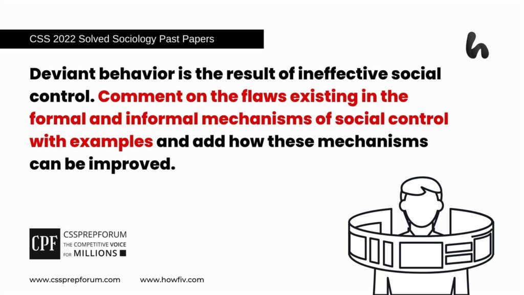 Deviant behavior is the result of ineffective social control. Comment on the flaws existing in the formal and informal mechanisms of social control with examples and add how these mechanisms can be improved.