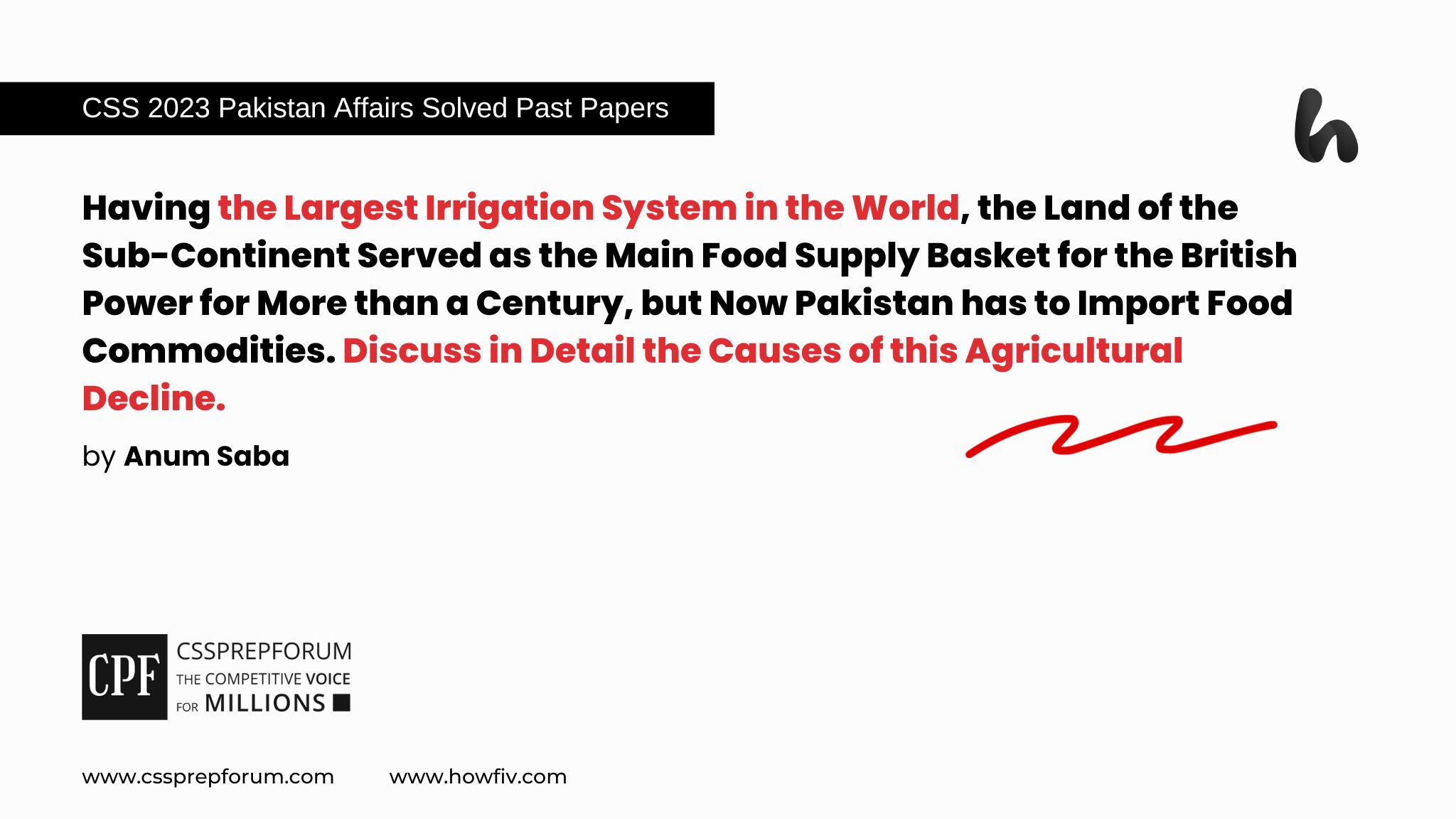 Having the Largest Irrigation System in the World, the Land of the Sub-Continent Served as the Main Food Supply Basket for the British Power for More than a Century, but Now Pakistan has to Import