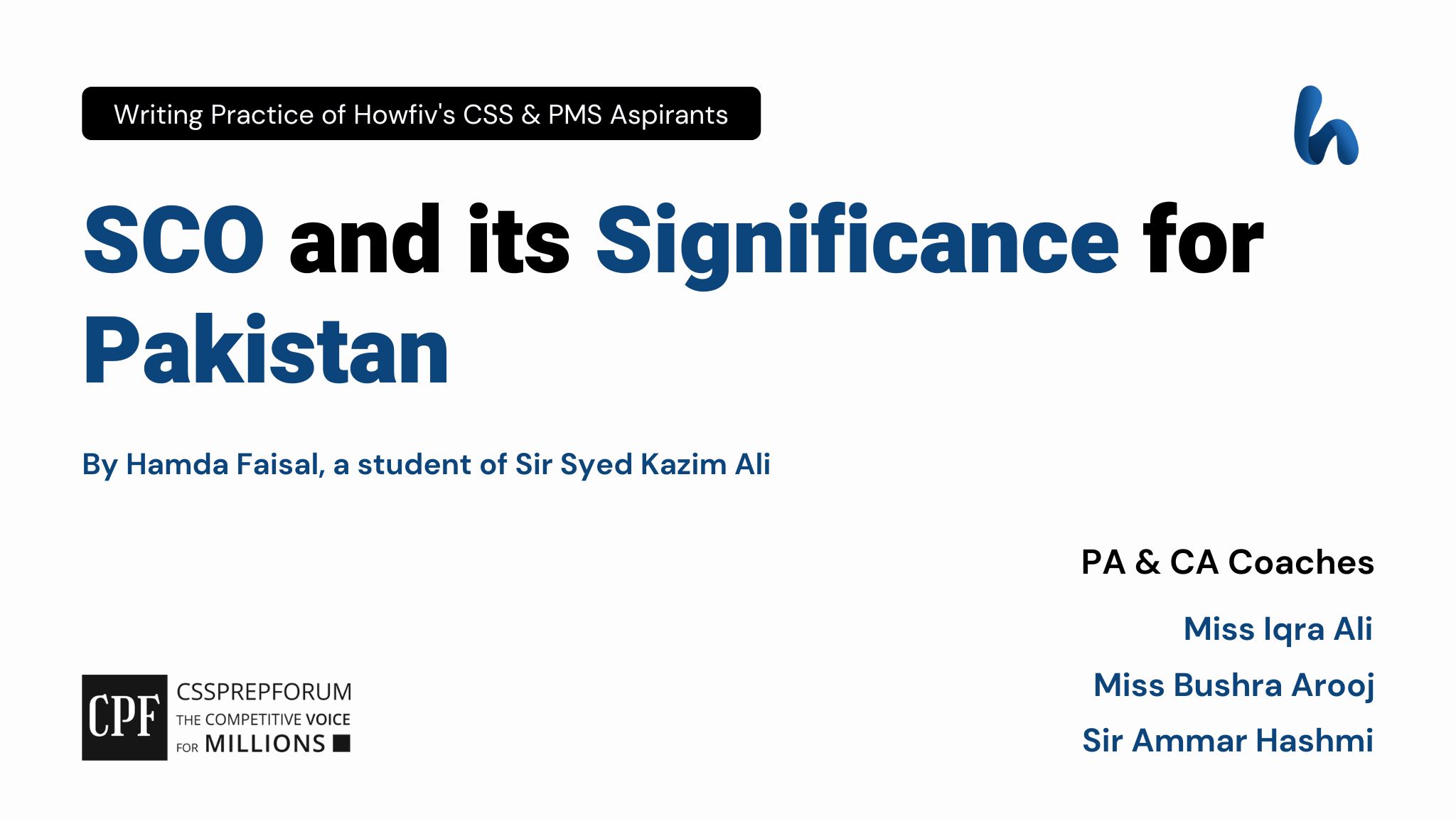 SCO and its Significance for Pakistan By Hamda Faisal