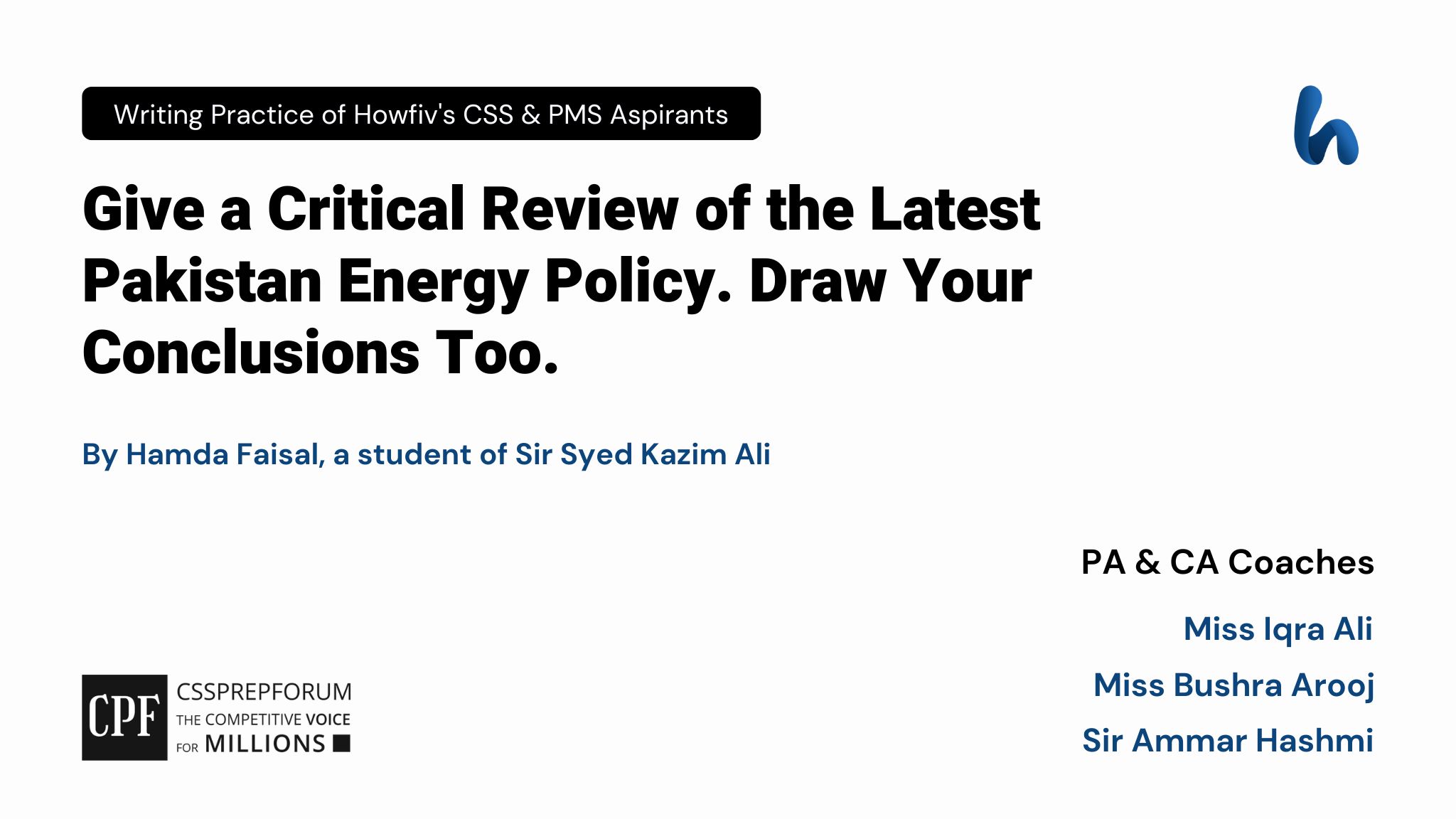 Review of the Latest Pakistan Energy Policy by Hamda Faisal