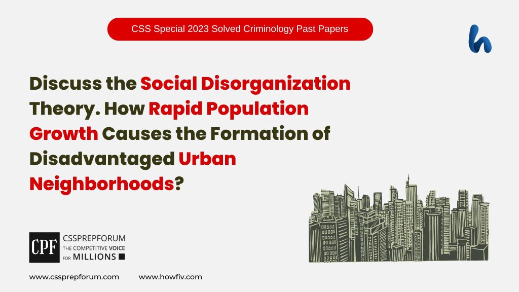 Discuss the Social Disorganization Theory. How Rapid Population Growth Causes the Formation of Disadvantaged Urban Neighborhoods