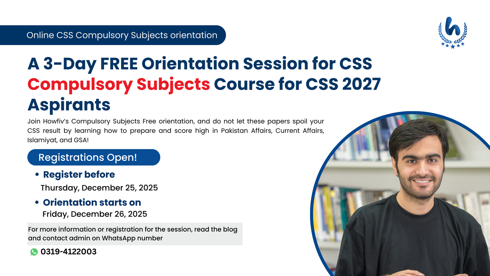 A 3-Day FREE Orientation Session for CSS Compulsory Subjects Course for CSS 2027 Aspirants