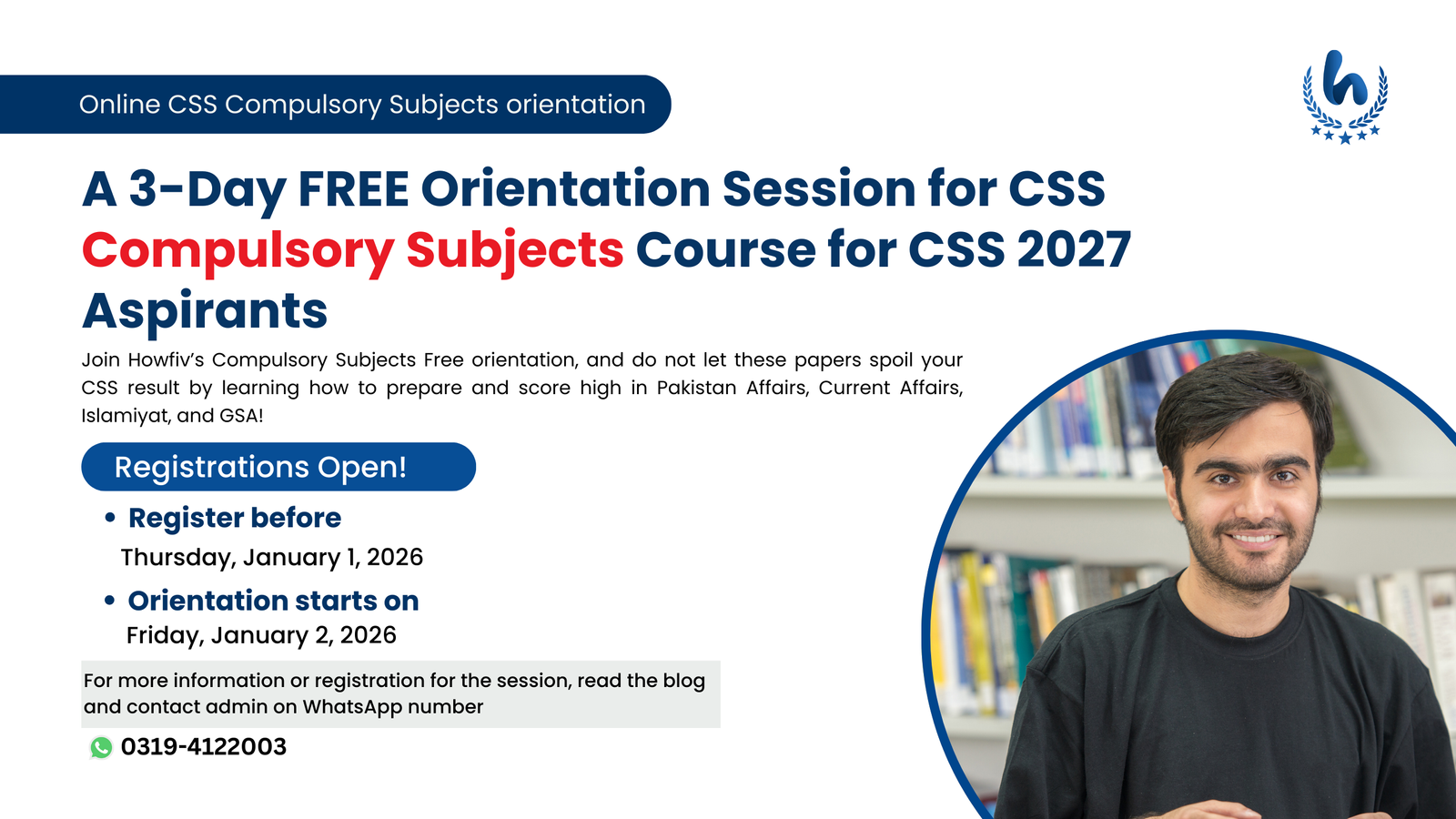 A 3-Day FREE Orientation Session for CSS Compulsory Subjects Course for CSS 2027 Aspirants