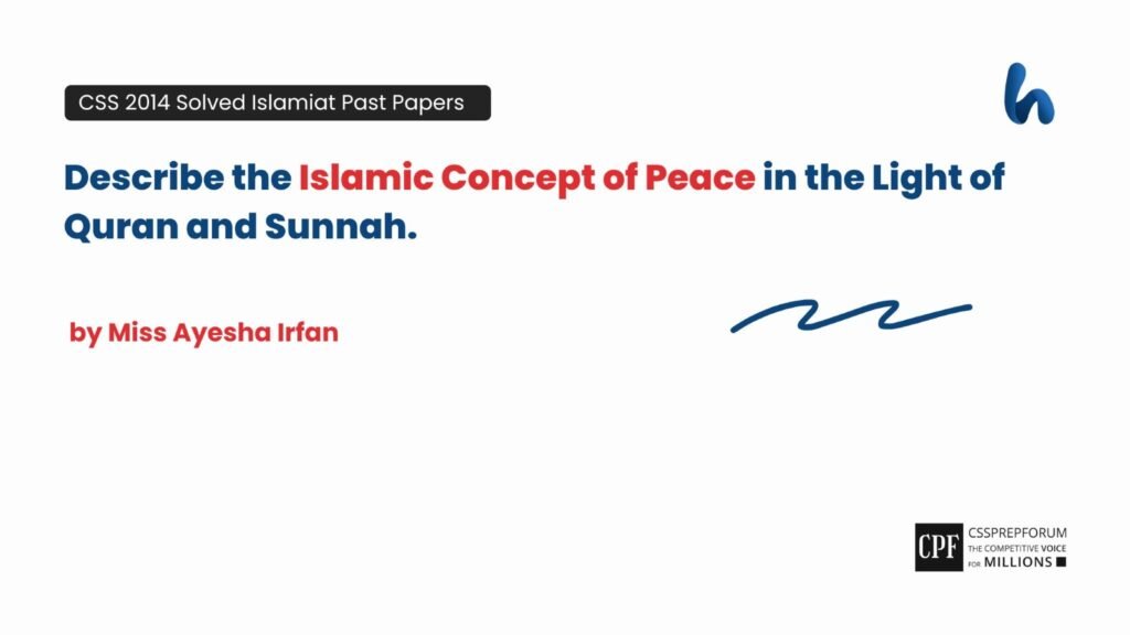 Islamic Concept of Peace in the Light of Quran and Sunnah by Miss Ayesha Irfan