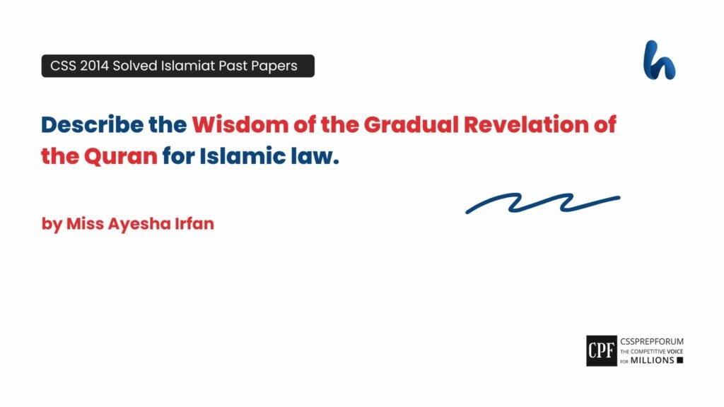 Gradual Revelation of the Quran for Islamic law by Miss Ayesha Irfan