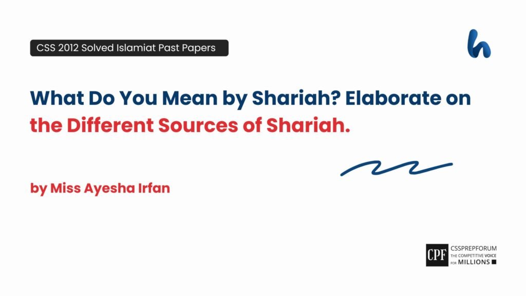 Different Sources of Shariah by Miss Ayesha Irfan