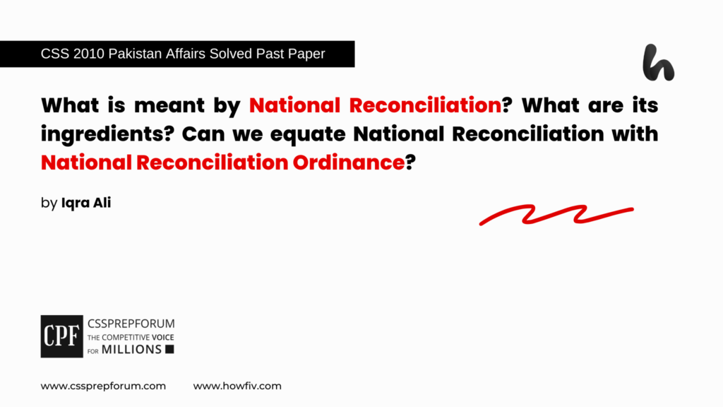 National Reconciliation and National Reconciliation Ordinance