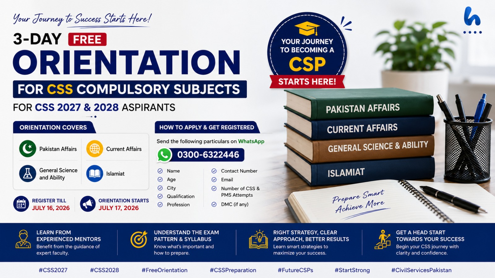 A 3-Day FREE Orientation Session for CSS Compulsory Subjects Course for CSS 2027 & 2028 Aspirants