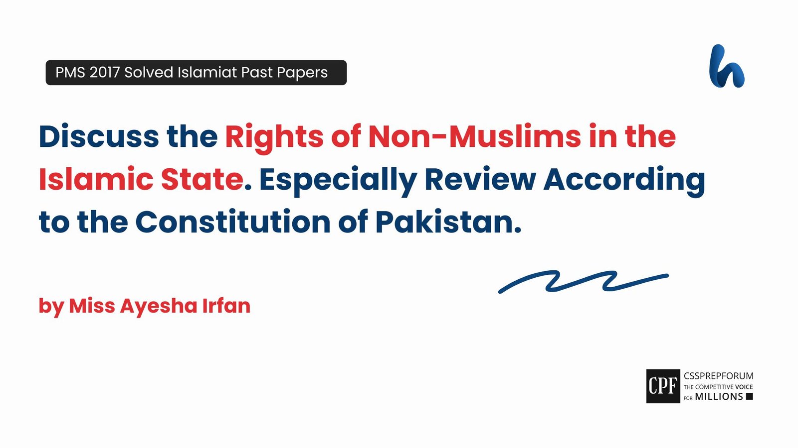 Rights of Non-Muslims in the Islamic State by Miss Ayesha Irfan