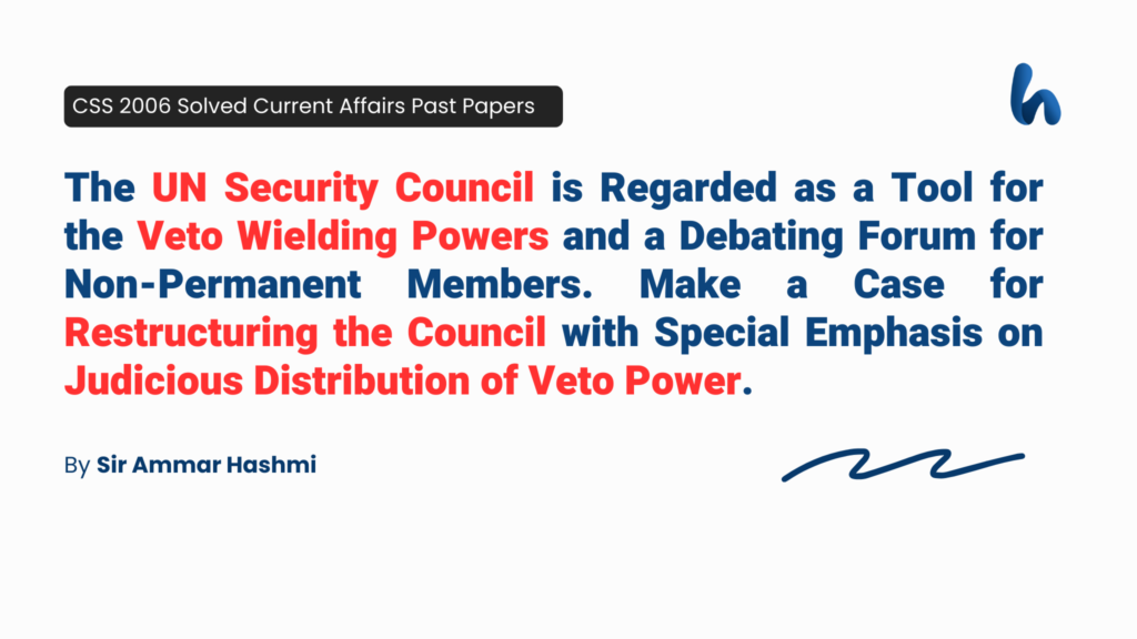 UN Security Council as a Tool for Veto Wielding Powers by Sir Ammar Hashmi