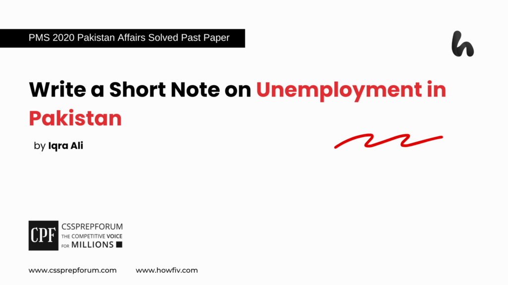 PMS 2020 Solved Pakistan Affairs Past Papers | Note on Unemployment in Pakistan | Miss Iqra Ali