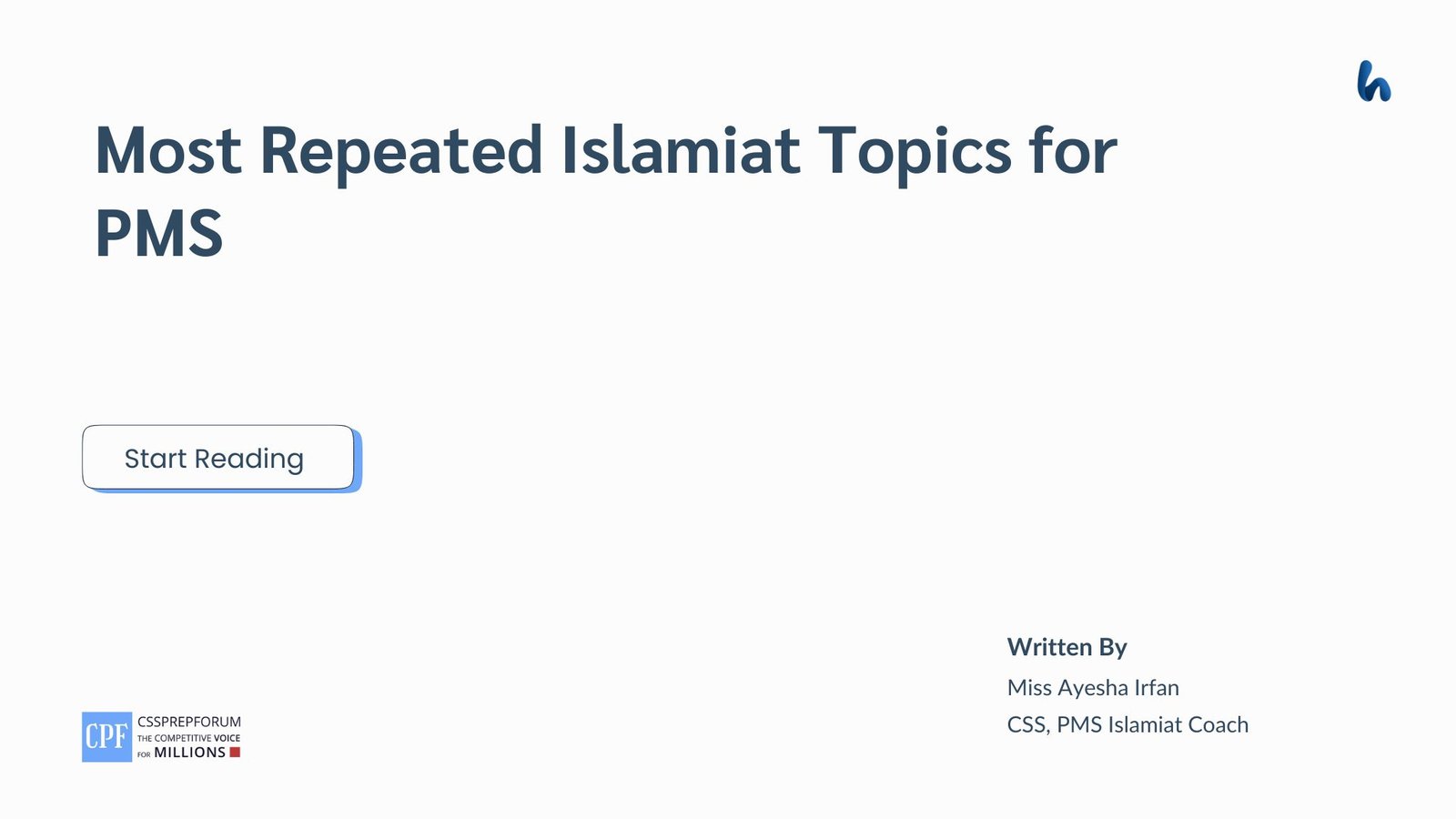 Most Repeated Islamiat Topics for PMS by Miss Ayesha Irfan