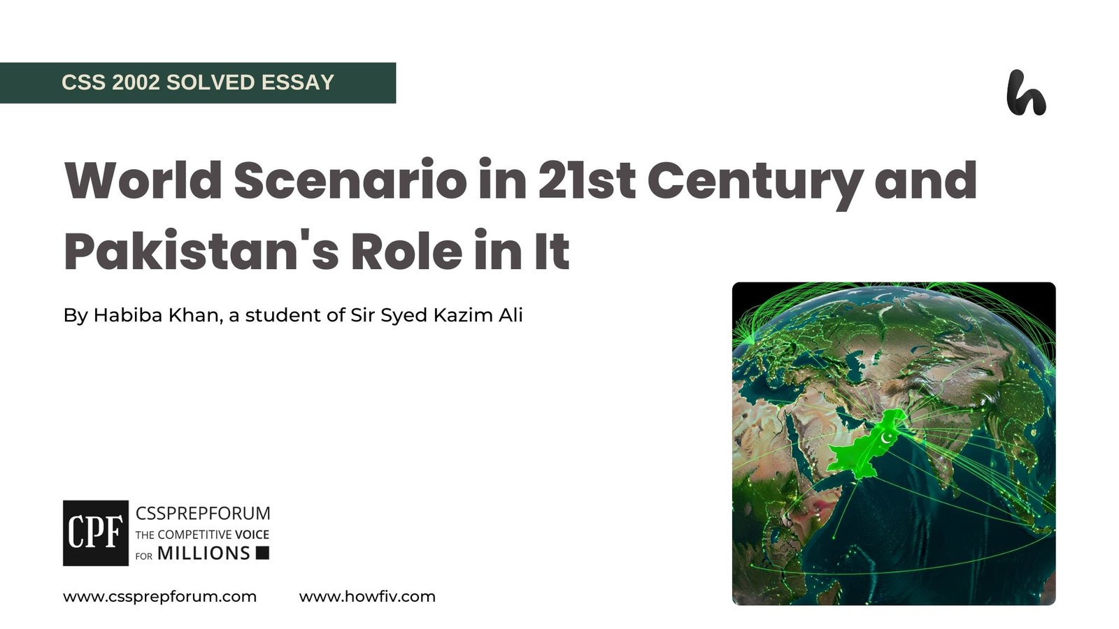 World Scenario in 21st Century and Pakistan's Role in It by Habiba Khan