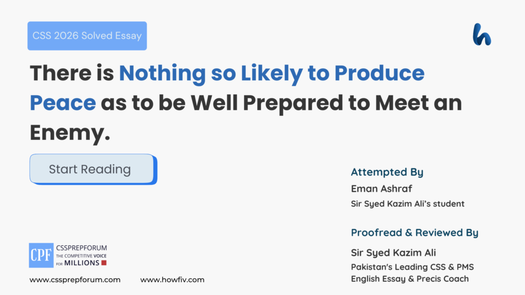There is Nothing so Likely to Produce Peace as to be Well Prepared to Meet an Enemy.