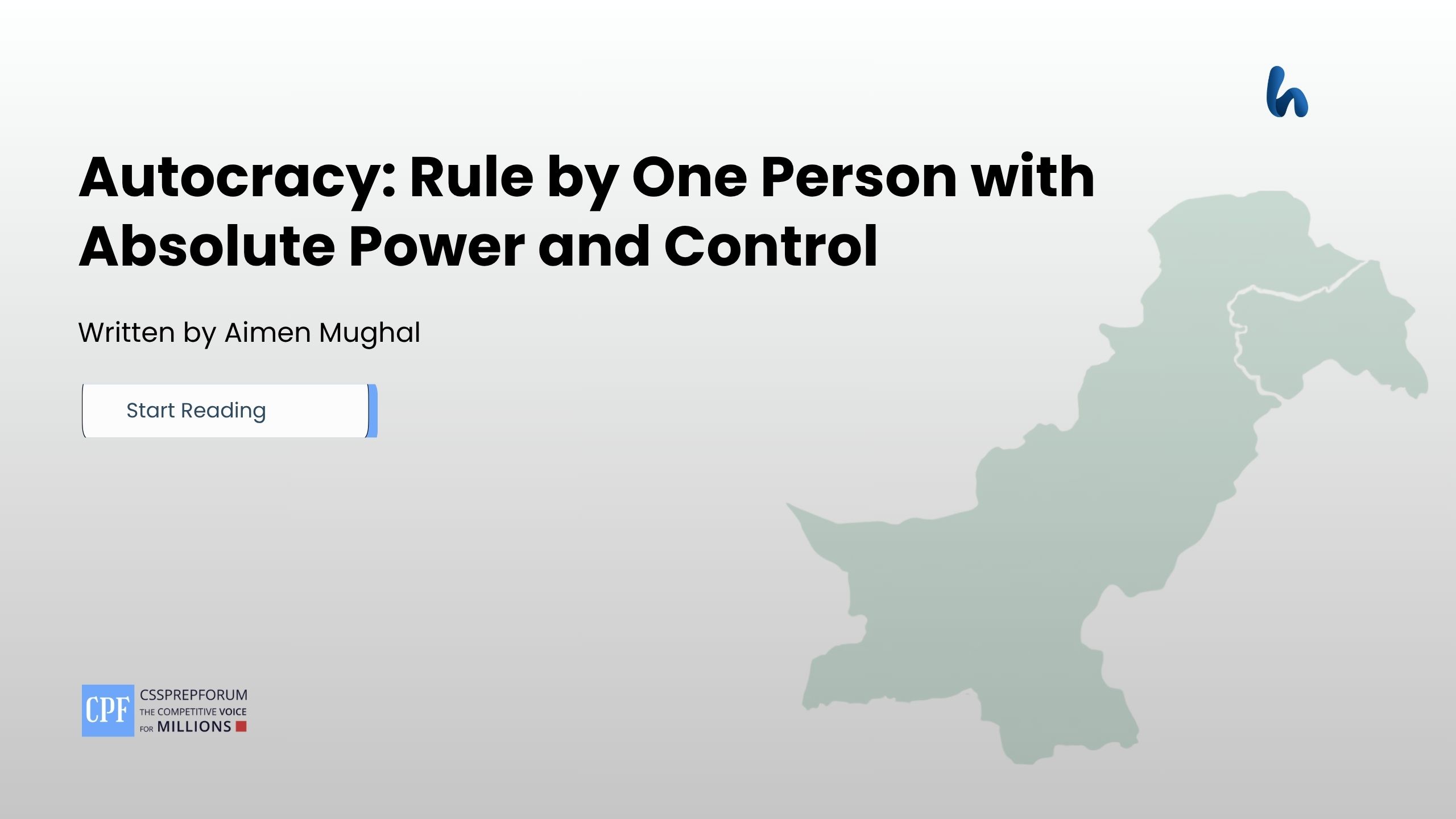 Autocracy: Rule by One Person with Absolute Power and Control