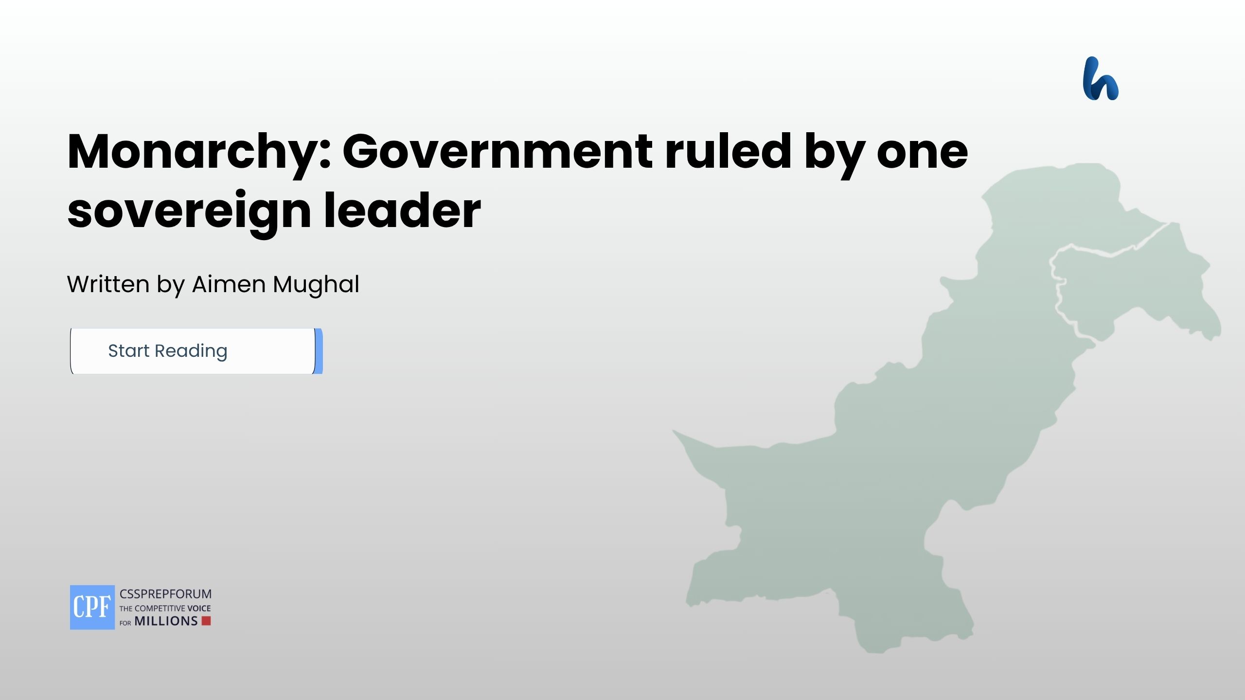 Monarchy: Government ruled by one sovereign leader