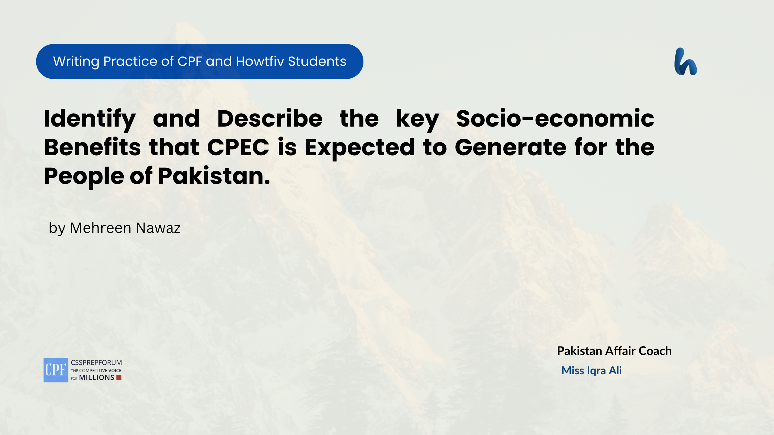 Identify and Describe the key Socio-economic Benefits that CPEC is Expected to Generate for the People of Pakistan