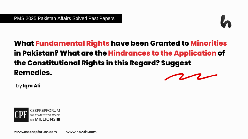 PMS 2025 Solved Pakistan Studies Past Papers, "Fundamental Rights and the Constitution of Pakistan" is solved by Miss Iqra Ali...