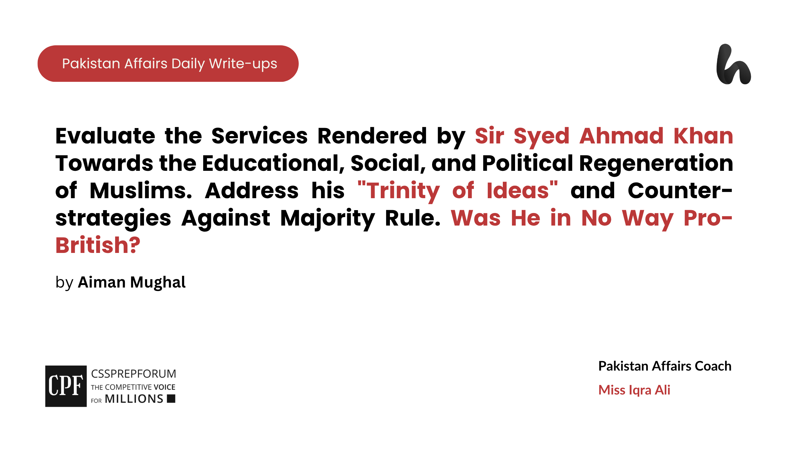 Aligarh and Sir Syed Ahmad Khan trinity of ideas
