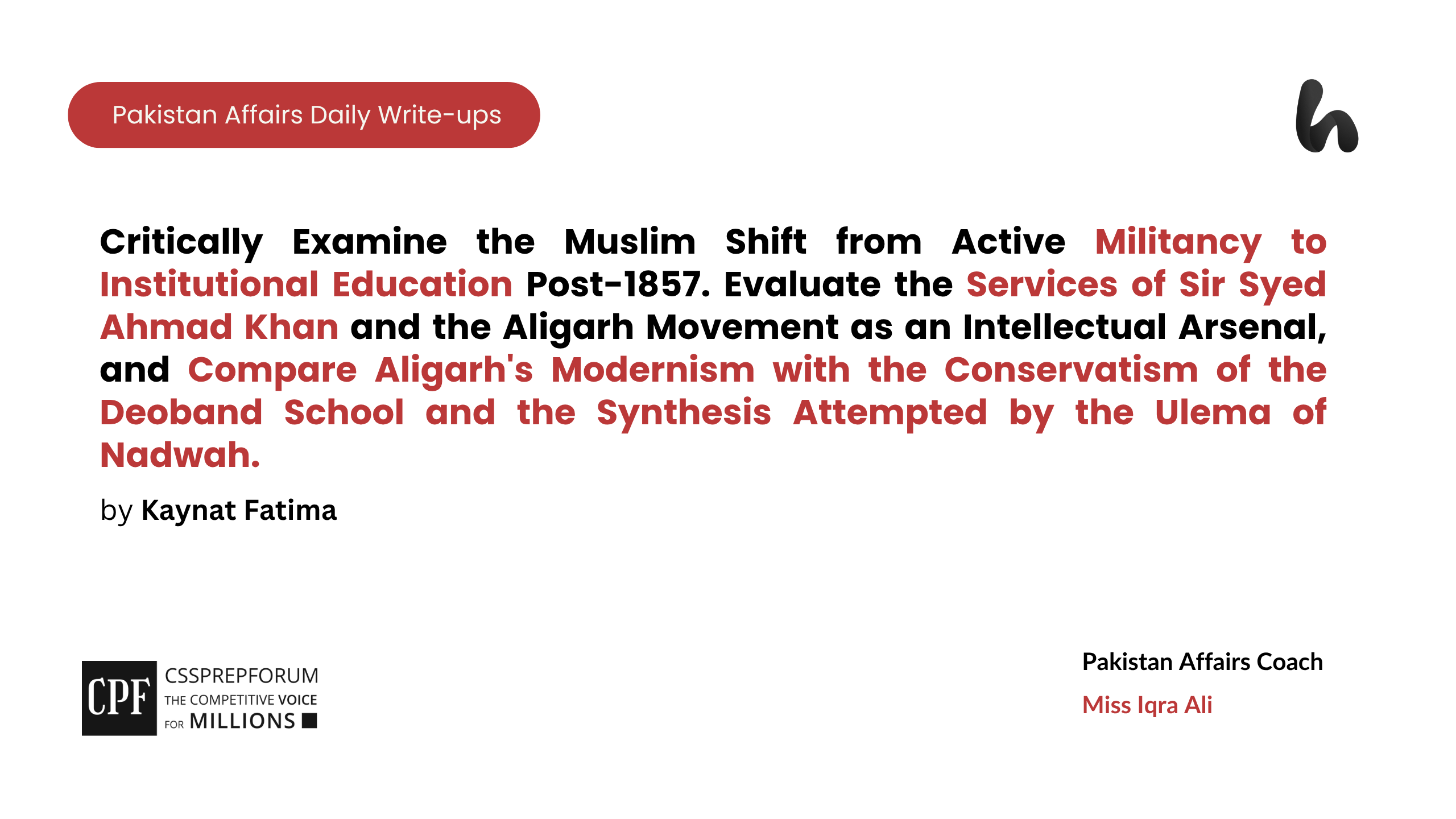 Comparison Aligarh, deoband, nadwa