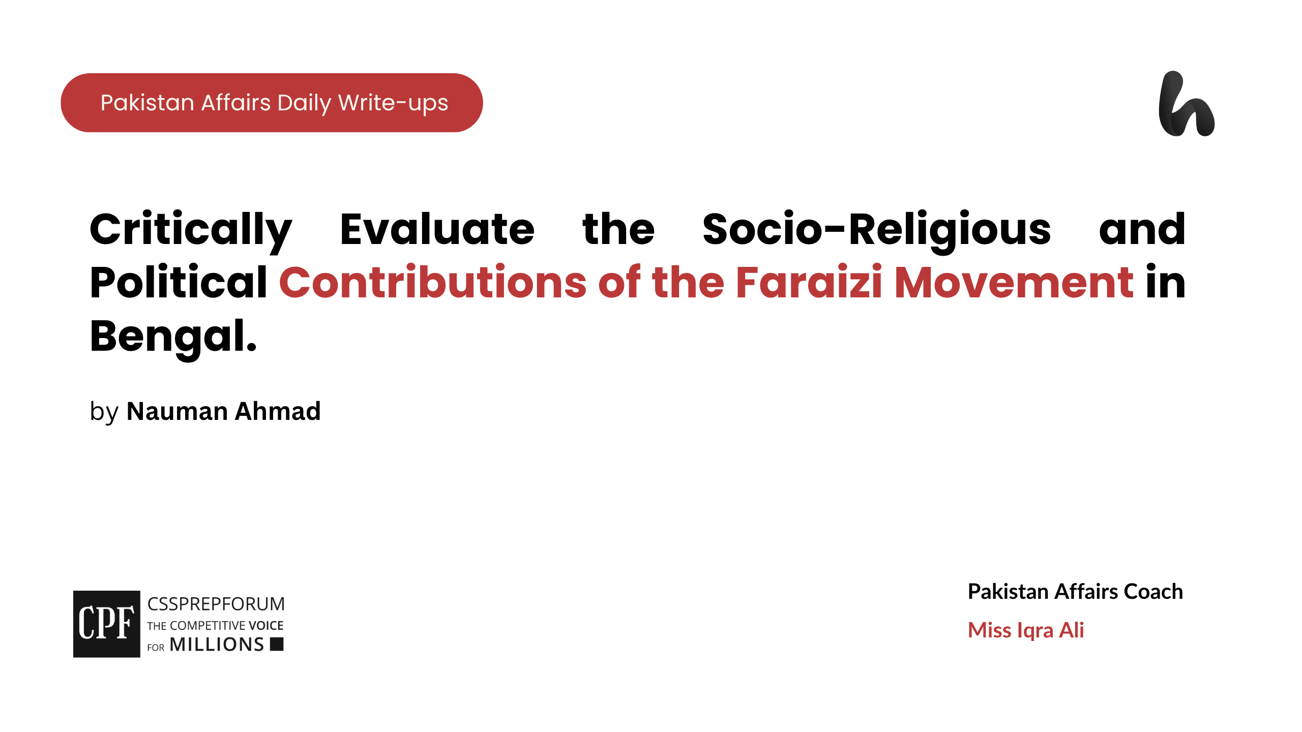 The following article is a critical look at the Faraizi Movement's socio-religious and political role in 19th-century Bengal, covering Haji Shariatullah's reform work and Dudu Miyan's fight for peasant rights.: