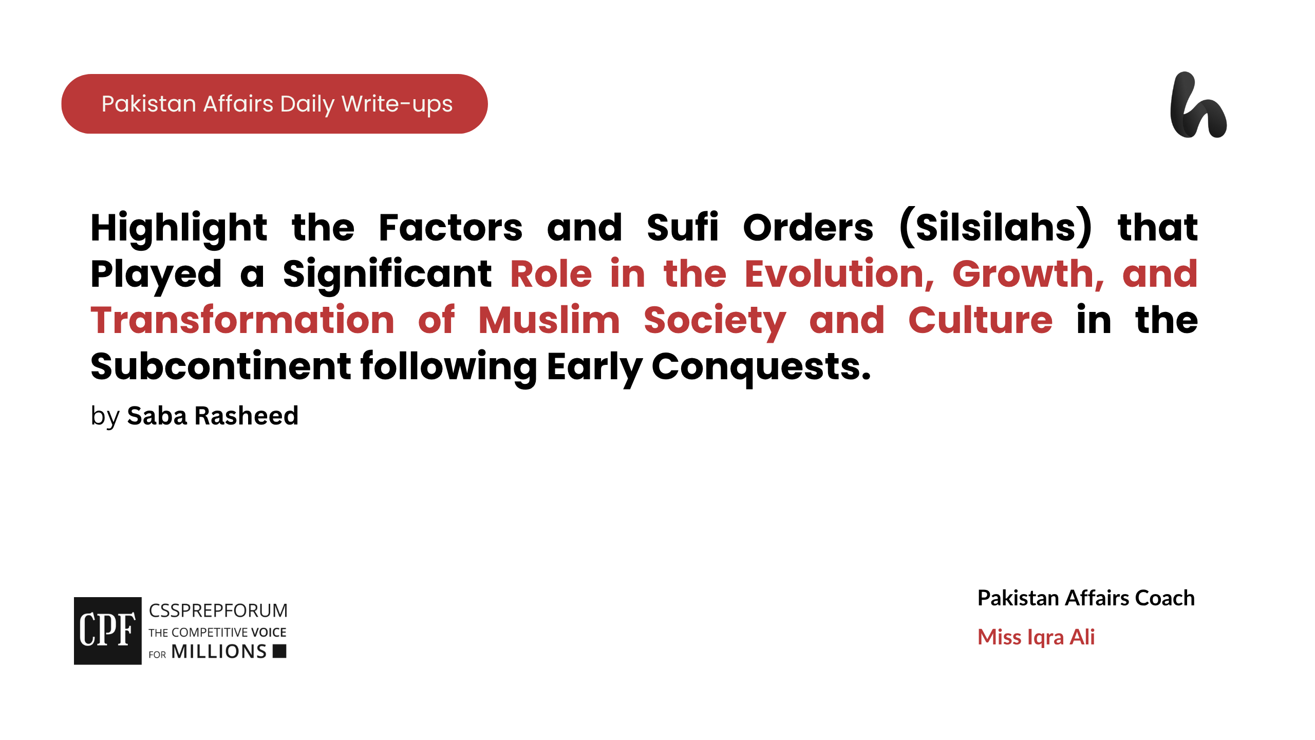 The following article highlights the factors and Sufi orders that shaped Muslim society and Indo-Islamic culture in the subcontinent through political, trade, and mystical networks.
