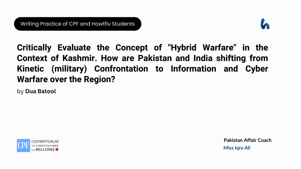 The following question of CSS Pakistan Affairs is solved by Dua Batool under the supervision of Howfiv's Pakistan Affairs and Current Affairs Coaches...