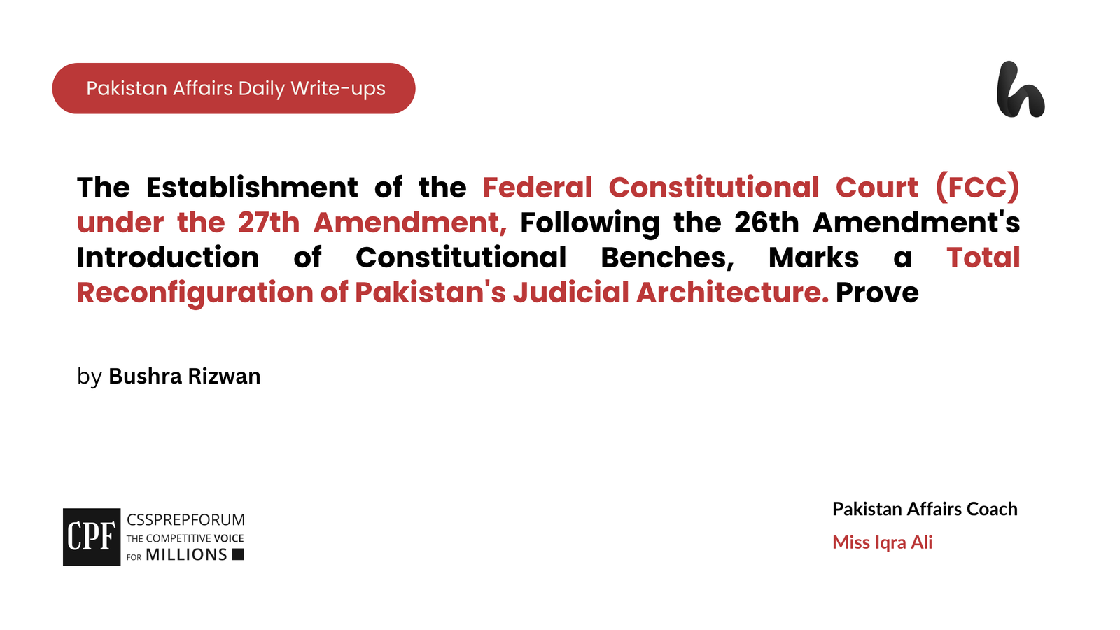 The Establishment of the Federal Constitutional Court (FCC)