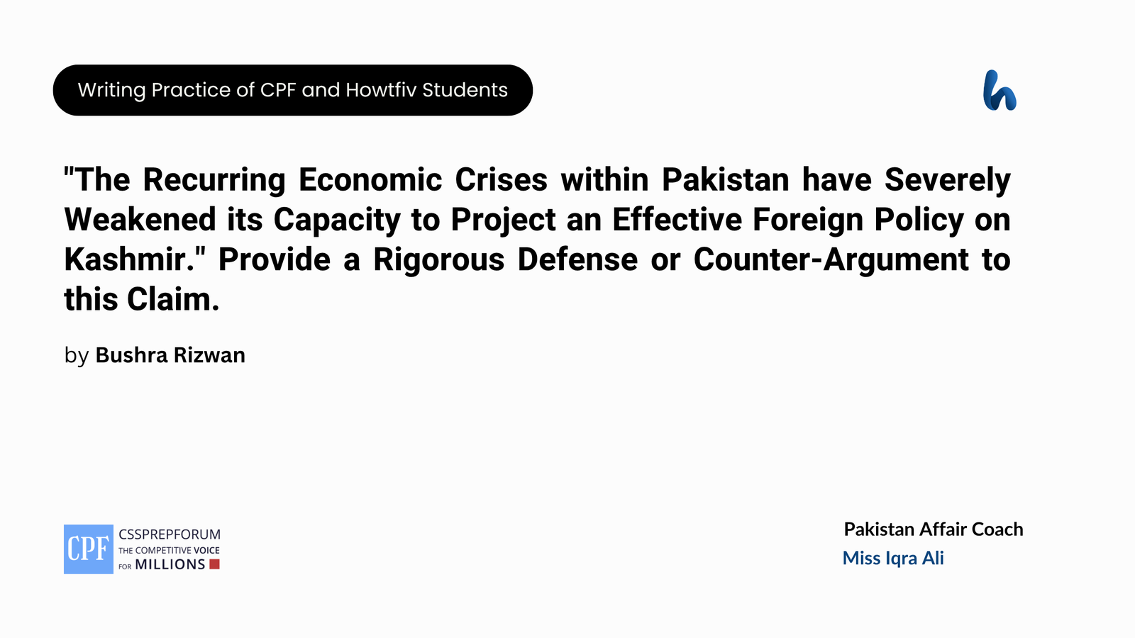 CSS Pakistan Affairs | Economic Crisis in Pakistan and its Policy on Kashmir