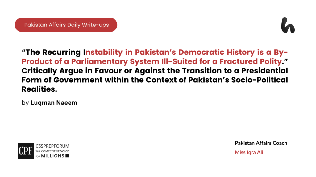 The following assignment question for CSS Pakistan Affairs is solved by Luqman Naeem under the supervision of Howfiv's Pakistan Affairs and Current Affairs Coaches: Miss Iqra Ali and Sir Ammar Hashmi. 