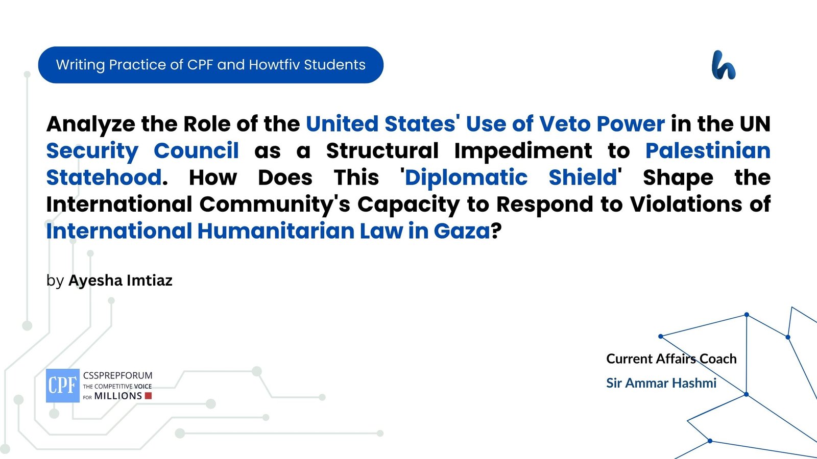 Analyze the Role of the United States' Use of Veto Power in the UN Security Council as a Structural Impediment to Palestinian Statehood. How Does This 'Diplomatic Shield' Shape the International Community's Capacity to Respond to Violations of International Humanitarian Law in Gaza?
