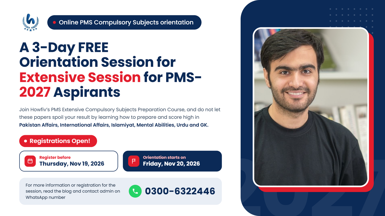 A 3-Day Free Orientation for Extensive Session for PMS-2027 Aspirants